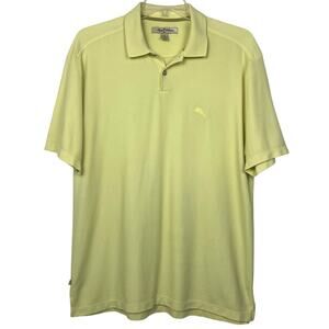 Tommy Bahama Polo Shirt Mens XL Embroidery Logo Yellow Casual Short Sleeve